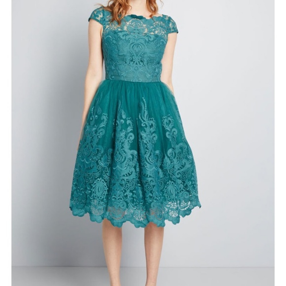 NWT Chi Chi London Elegant Lace Dress in Teal (Modcloth) (Size 2) - Picture 6 of 14